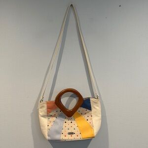 Relic Colorful Polka Dot Crossbody with Wood Handle